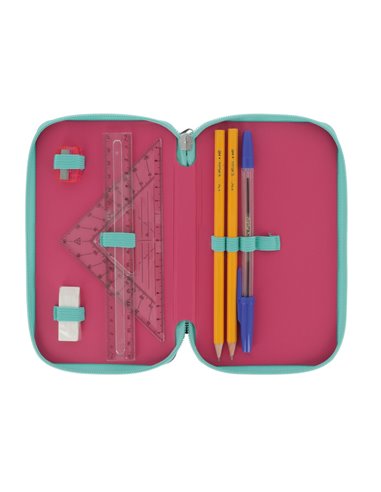 50043354,Penar echipat HERLITZ 23 piese 2 fermoare, Motiv Pink stars