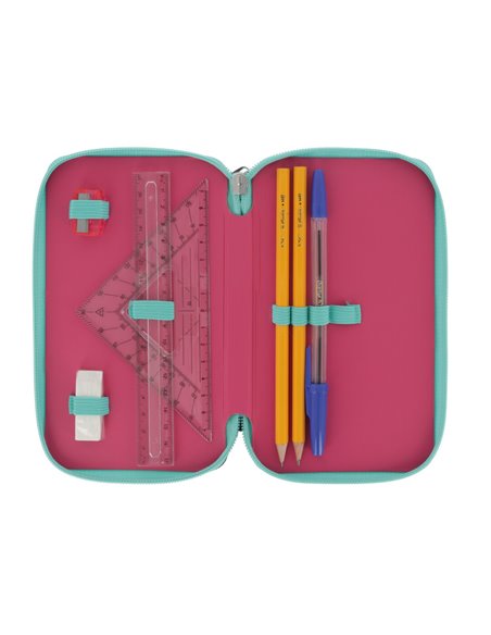 50043354,Penar echipat HERLITZ 23 piese 2 fermoare, Motiv Pink stars