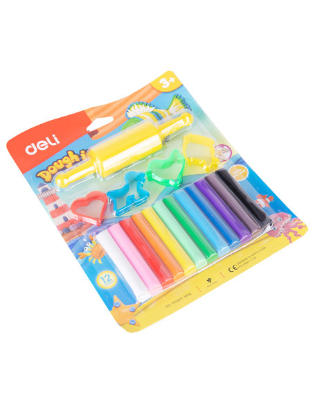 DLED75041,Plastilina 12 culori 160g + forme modelaj deli