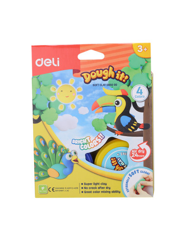 DLED85000,Plastilina soft light 4 borcane* 15g deli
