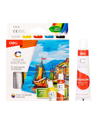DLEC115,Tempera 5 culori 12ml deli
