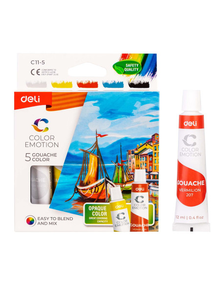 DLEC115,Tempera 5 culori 12ml deli