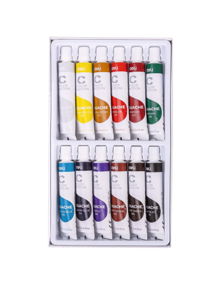 DLEC1112,Tempera 12 culori 12ml deli