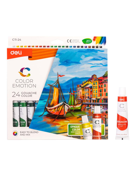 DLEC1124,Tempera 24 culori 12ml deli
