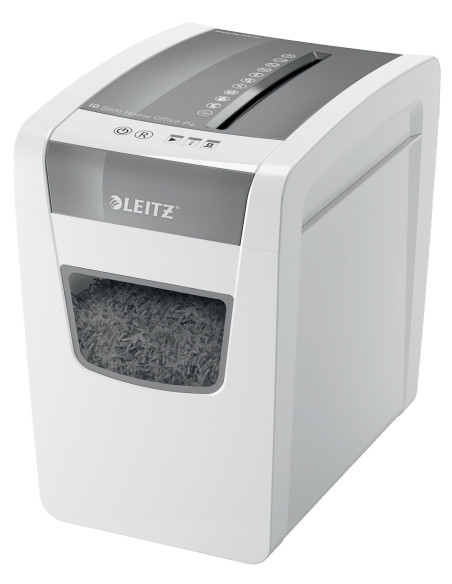 80010000,Distrugator manual documente Leitz IQ Home Office Slim, 10 coli, P4, cross-cut (tip confeti), cos 23 coli, alb, Leitz "