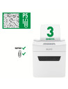 80930000,Distrugator manual documente Leitz IQ Protect 3M, 3 coli, P5, micro-cut (tip particule), cos 10 litri, alb, Leitz "8093