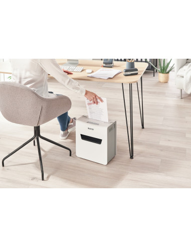 80930000,Distrugator manual documente Leitz IQ Protect 3M, 3 coli, P5, micro-cut (tip particule), cos 10 litri, alb, Leitz "8093