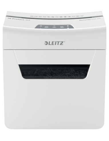 80930000,Distrugator manual documente Leitz IQ Protect 3M, 3 coli, P5, micro-cut (tip particule), cos 10 litri, alb, Leitz "8093