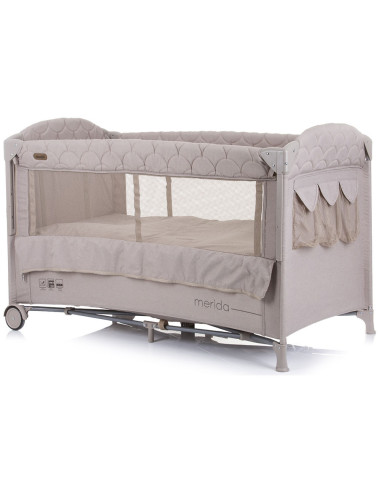 KOSIMER0232SA,Patut pliabil Chipolino Merida sand linen cu laterala culisanta