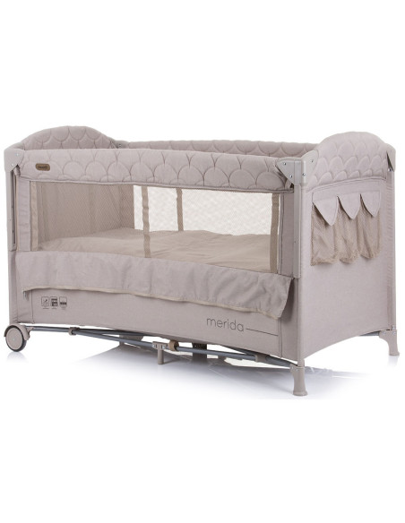 KOSIMER0232SA,Patut pliabil Chipolino Merida sand linen cu laterala culisanta