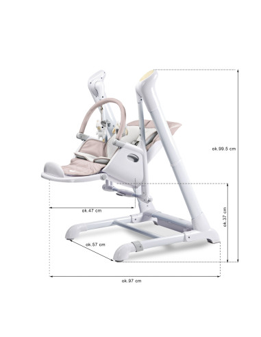 TERO-765,Scaun de masa cu leagan electric Caretero INDIGO 2 in 1 Pink TERO-765,Scaun de masa cu leagan electric Caretero INDIGO 2 in 1 Pink