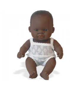 ML31124,Papusa Baby african fata Miniland 21cm