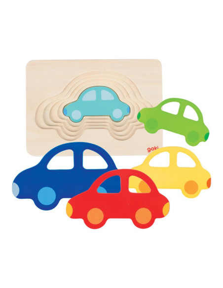 GOKI57485,Puzzle stratificat Masinute colorate