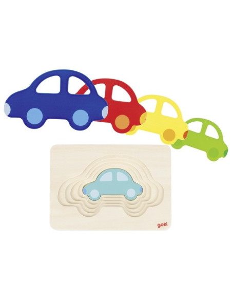 GOKI57485,Puzzle stratificat Masinute colorate