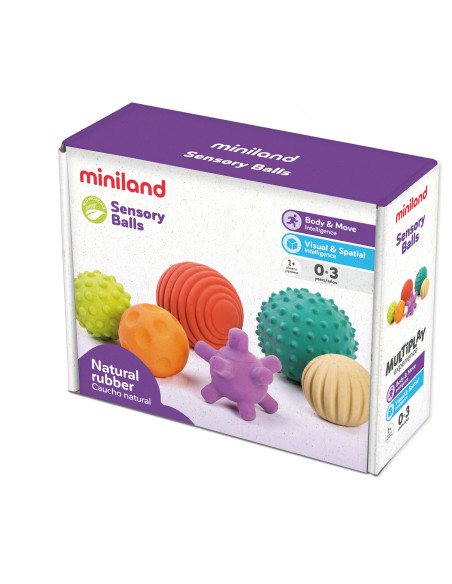 ML97314,Set 6 mingi senzoriale din cauciuc natural ECO pentru bebelusi