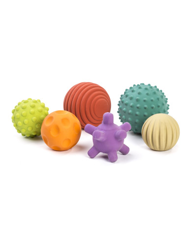 ML97314,Set 6 mingi senzoriale din cauciuc natural ECO pentru bebelusi