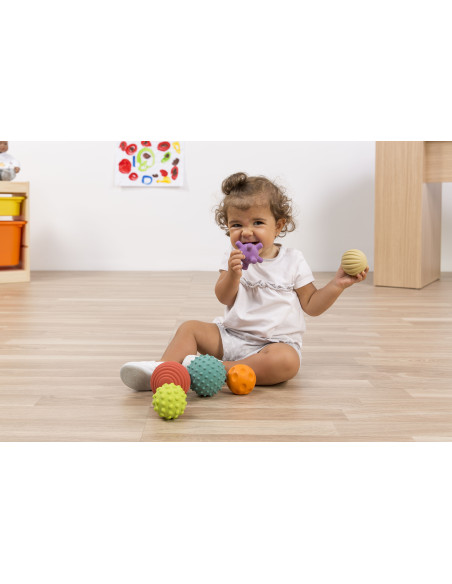 ML97314,Set 6 mingi senzoriale din cauciuc natural ECO pentru bebelusi