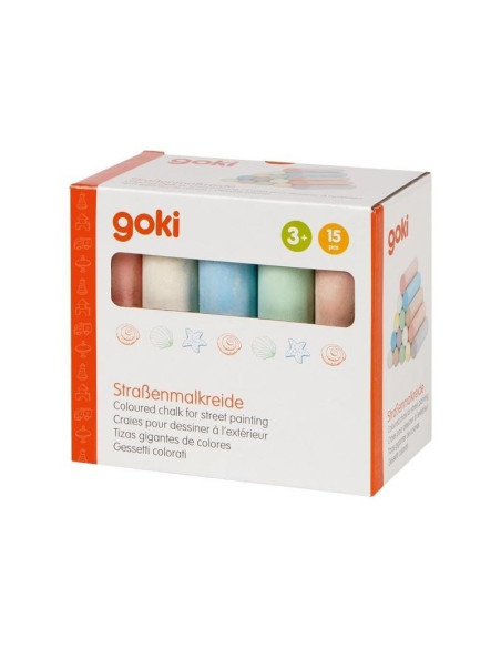 GOKI58688,Creta colorata pentru desenat pe asfalt, set 15 bucati