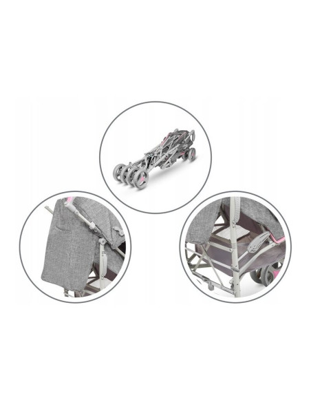 BN-LO-IRMA_PINK,Lionelo - Carucior sport Irma, Cu husa de picioare, Cu plasa de tantari, Conform cu standardul european de secur