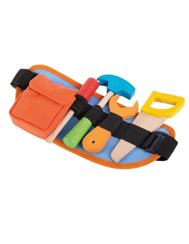 BN-80022,Joueco - Trusa de scule din lemn certificat FSC, 33.5x14 cm, 9 piese, Multicolor