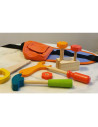 BN-80022,Joueco - Trusa de scule din lemn certificat FSC, 33.5x14 cm, 9 piese, Multicolor