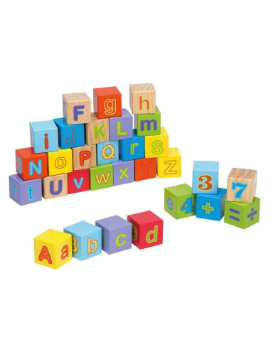 BN-BN-80035,Joueco - Cuburi din lemn certificat FSC Alfabetul, 12 luni+, 30 piese, Multicolor