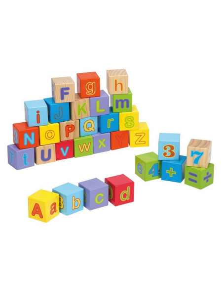 BN-BN-80035,Joueco - Cuburi din lemn certificat FSC Alfabetul, 12 luni+, 30 piese, Multicolor