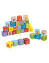 BN-BN-80035,Joueco - Cuburi din lemn certificat FSC Alfabetul, 12 luni+, 30 piese, Multicolor