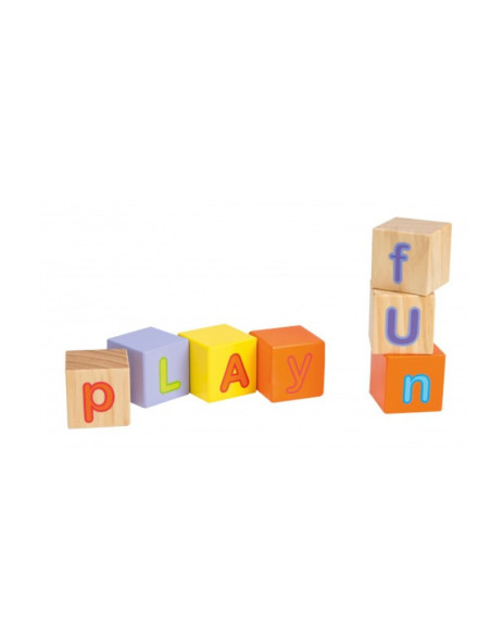 BN-BN-80035,Joueco - Cuburi din lemn certificat FSC Alfabetul, 12 luni+, 30 piese, Multicolor