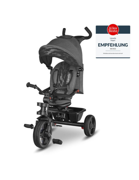 BN-LO-HAARI_STONE_GREY,Lionelo - Tricicleta Haari, Suport picioare, Control al directiei, Scaun reversibil, Rotire 360 grade, Pl