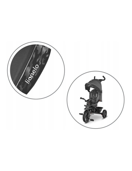 BN-LO-HAARI_STONE_GREY,Lionelo - Tricicleta Haari, Suport picioare, Control al directiei, Scaun reversibil, Rotire 360 grade, Pl