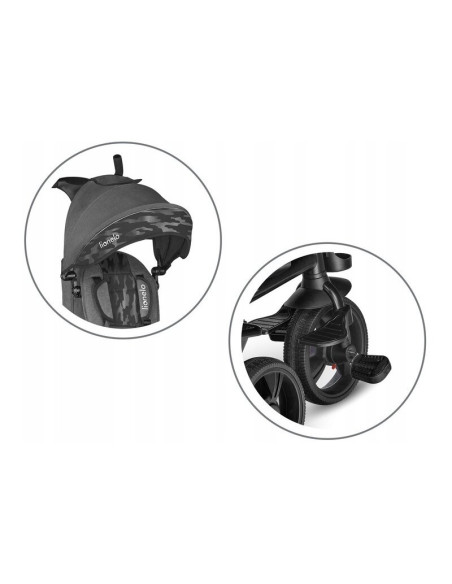 BN-LO-HAARI_STONE_GREY,Lionelo - Tricicleta Haari, Suport picioare, Control al directiei, Scaun reversibil, Rotire 360 grade, Pl