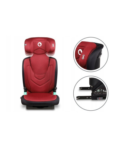 BN-LO-NEAL_RED_BURGUNDY,Lionelo - Scaun auto Neal Burgundy Spatar reglabil, Baza i-size, 15-36 Kg, cu Isofix, Conform cu standar