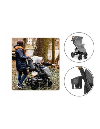 BN-LO-ANNET_PLUS_CONCRETE,Lionelo - Carucior sport Annet Plus, De la nastere, Cu accesorii si capotina XXL reglabila, 0 - 22 Kg,