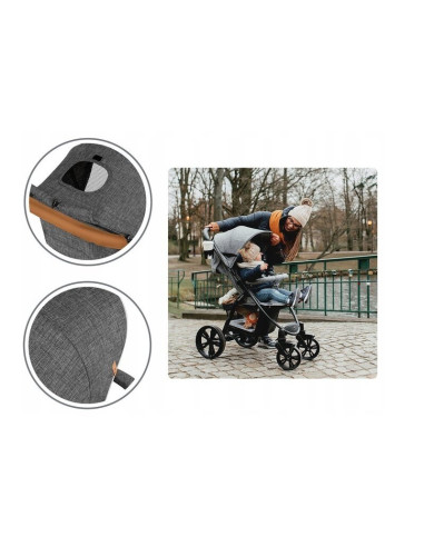 BN-LO-ANNET_PLUS_CONCRETE,Lionelo - Carucior sport Annet Plus, De la nastere, Cu accesorii si capotina XXL reglabila, 0 - 22 Kg,