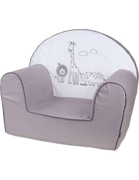 BN-41687,Fotoliu din burete pentru copii Safari Grey, Bubaba, 9 luni - 5 ani, Cu Husa detasabila