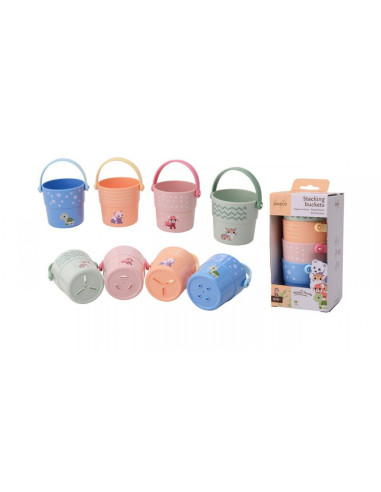 BN-80126,Joueco - Set 4 galetuse de baie si pentru stivuit, 17 cm, 0 luni+, Multicolor