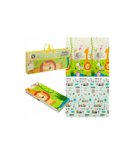 BN-LOE-ROBBY_MULTICOLOR,Lionelo - Covoras educativ Robby, Pliabil, Impermeabil, Dimensiune mare, 200 x 180 cm, Cu Imprimeu pe am