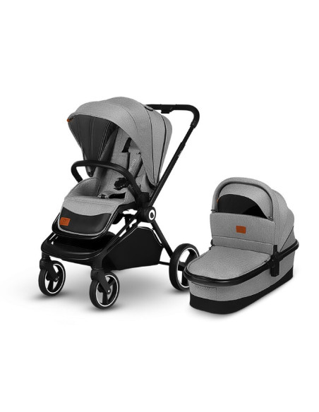 BN-LO-MIKA_2IN1_GREY_STONE,Lionelo - Carucior Mika, 2 in 1, Cadru din aluminiu, Cu landou intarit si salteluta moale, Reversibil