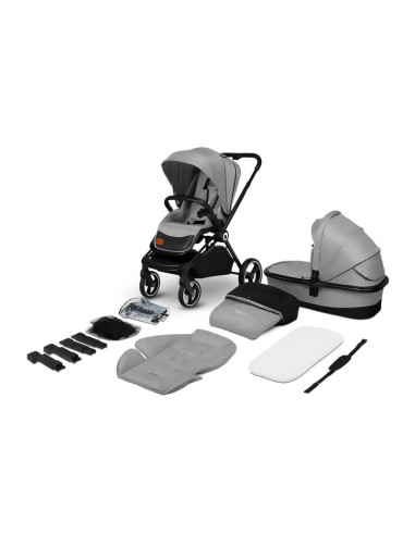 BN-LO-MIKA_2IN1_GREY_STONE,Lionelo - Carucior Mika, 2 in 1, Cadru din aluminiu, Cu landou intarit si salteluta moale, Reversibil