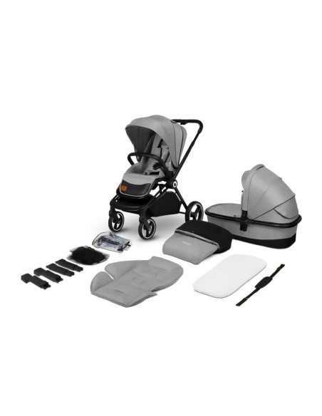 BN-LO-MIKA_2IN1_GREY_STONE,Lionelo - Carucior Mika, 2 in 1, Cadru din aluminiu, Cu landou intarit si salteluta moale, Reversibil