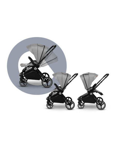BN-LO-MIKA_2IN1_GREY_STONE,Lionelo - Carucior Mika, 2 in 1, Cadru din aluminiu, Cu landou intarit si salteluta moale, Reversibil