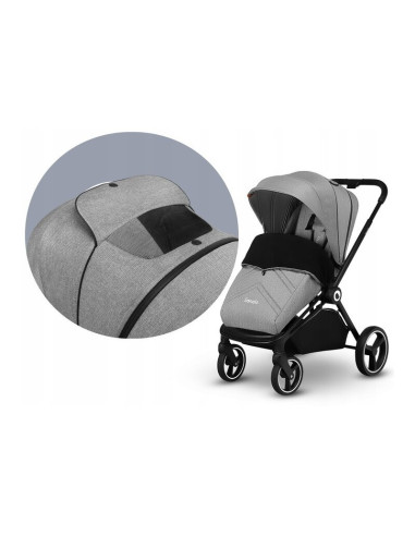 BN-LO-MIKA_2IN1_GREY_STONE,Lionelo - Carucior Mika, 2 in 1, Cadru din aluminiu, Cu landou intarit si salteluta moale, Reversibil