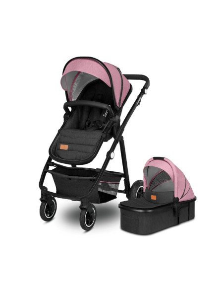 BN-LO-AMBER_2IN1_PINK_ROSE,Lionelo - Carucior Amber, 2 in 1, Cadru aluminiu, Cu landou intarit si salteluta moale, Reversibil, M