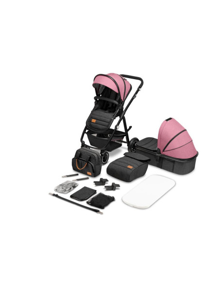 BN-LO-AMBER_2IN1_PINK_ROSE,Lionelo - Carucior Amber, 2 in 1, Cadru aluminiu, Cu landou intarit si salteluta moale, Reversibil, M