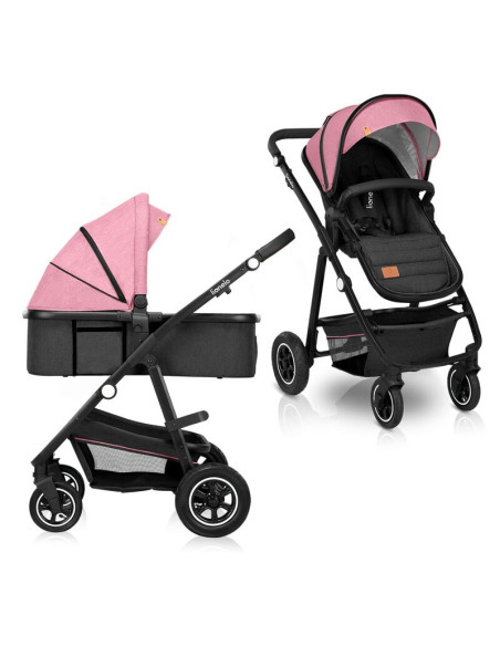 BN-LO-AMBER_2IN1_PINK_ROSE,Lionelo - Carucior Amber, 2 in 1, Cadru aluminiu, Cu landou intarit si salteluta moale, Reversibil, M