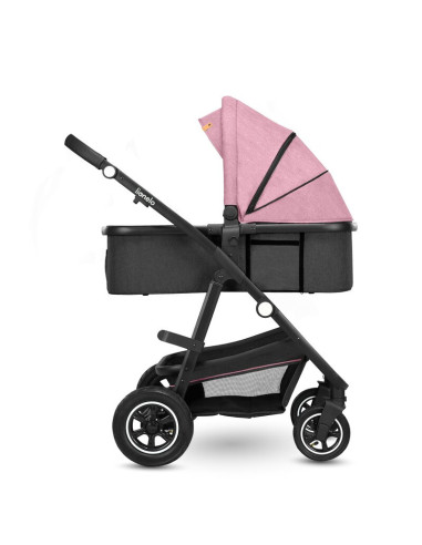 BN-LO-AMBER_2IN1_PINK_ROSE,Lionelo - Carucior Amber, 2 in 1, Cadru aluminiu, Cu landou intarit si salteluta moale, Reversibil, M