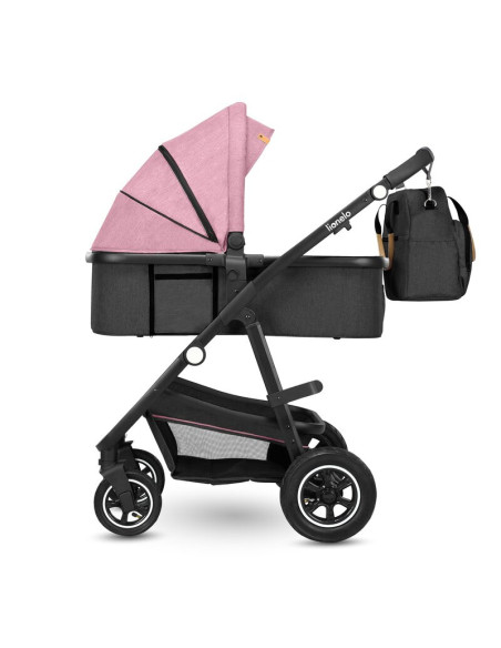 BN-LO-AMBER_2IN1_PINK_ROSE,Lionelo - Carucior Amber, 2 in 1, Cadru aluminiu, Cu landou intarit si salteluta moale, Reversibil, M