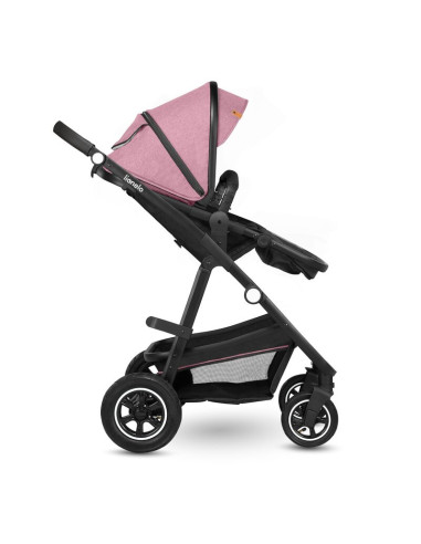 BN-LO-AMBER_2IN1_PINK_ROSE,Lionelo - Carucior Amber, 2 in 1, Cadru aluminiu, Cu landou intarit si salteluta moale, Reversibil, M