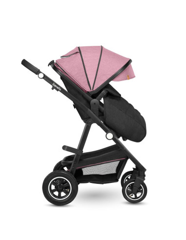 BN-LO-AMBER_2IN1_PINK_ROSE,Lionelo - Carucior Amber, 2 in 1, Cadru aluminiu, Cu landou intarit si salteluta moale, Reversibil, M